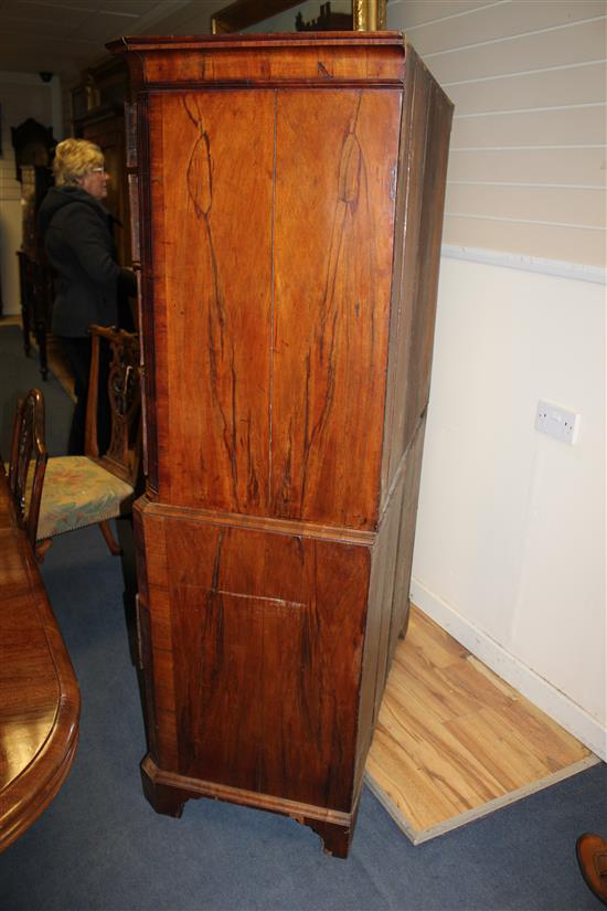 An 18th century walnut and featherbanded chest on chest, W.3ft 6in.